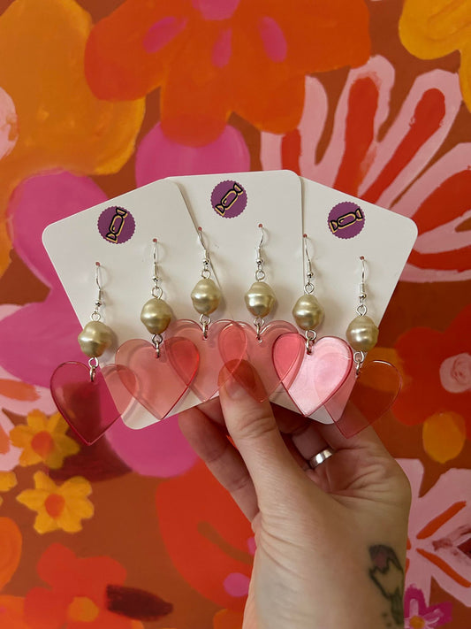 Acetate Heart Drop Earrings