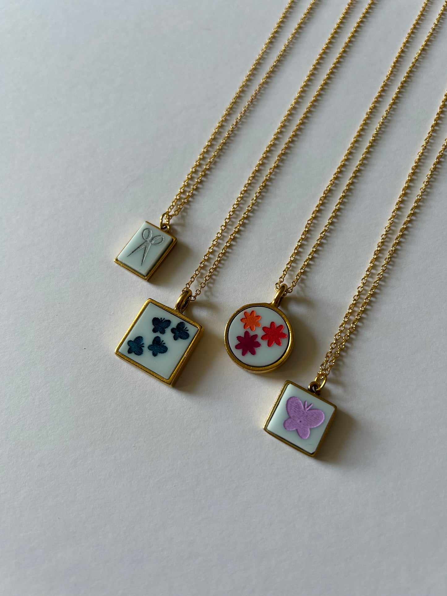 Gold Acrylic Cameo Necklaces