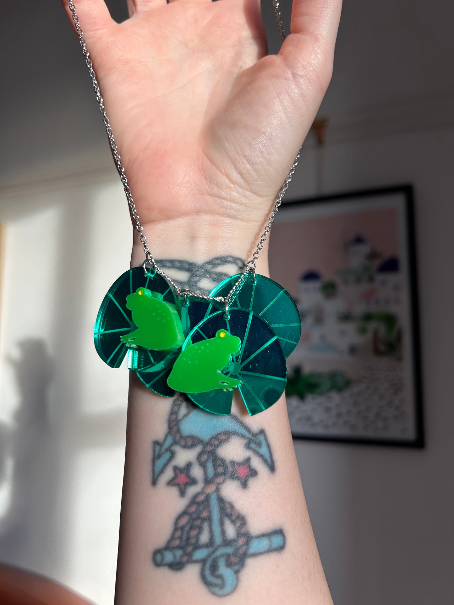 Lily Pad Mirror Acrylic Necklace