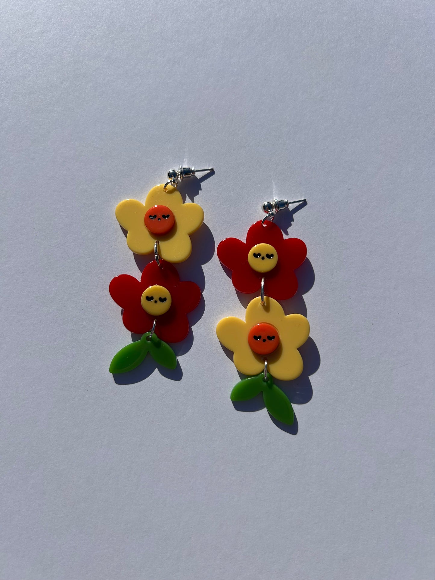 Duo Flower Acetate Earrings