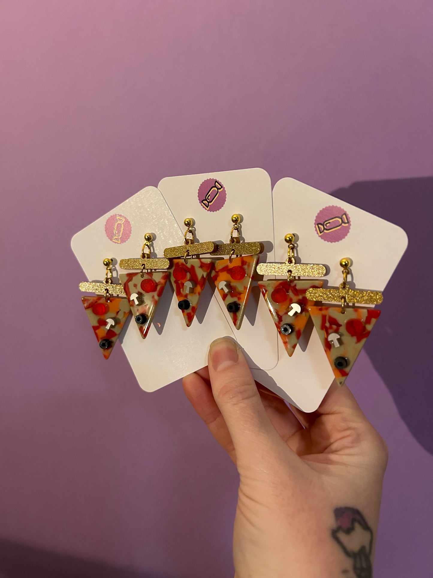 Pizza Slice Acetate Earrings