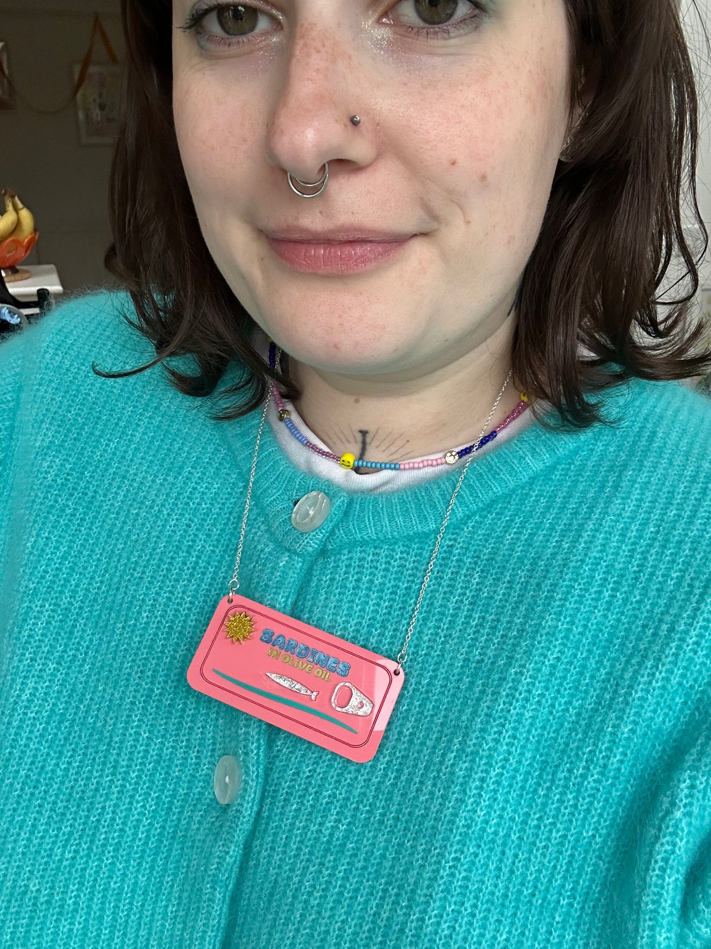 Sardines Tin Acrylic Necklace