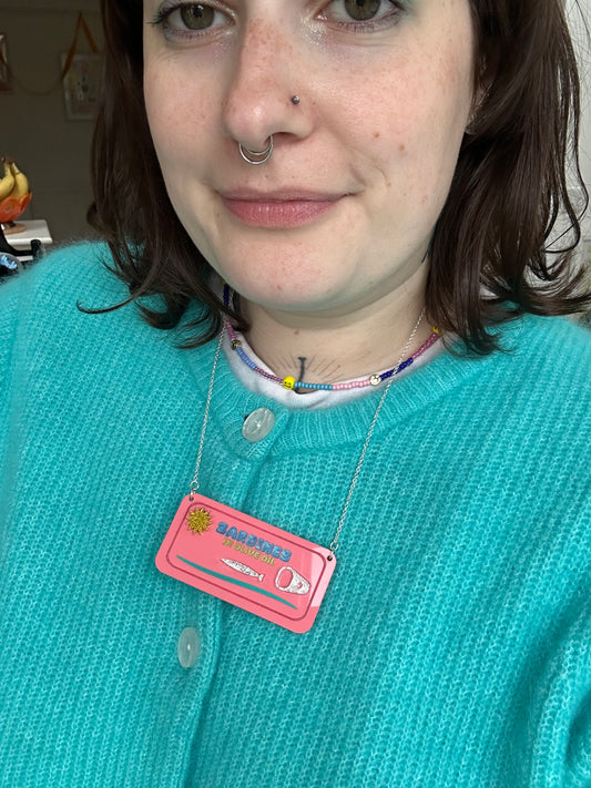 Sardines Tin Acrylic Necklace