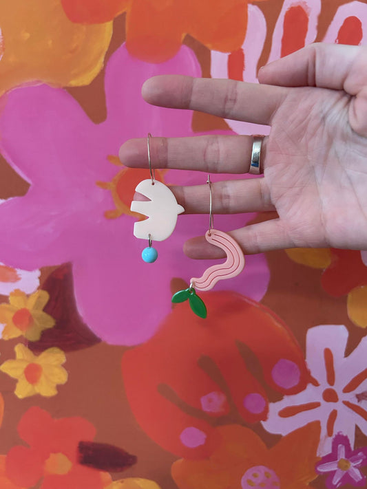 Worms & Birds Matte Acetate Hoop Earrings