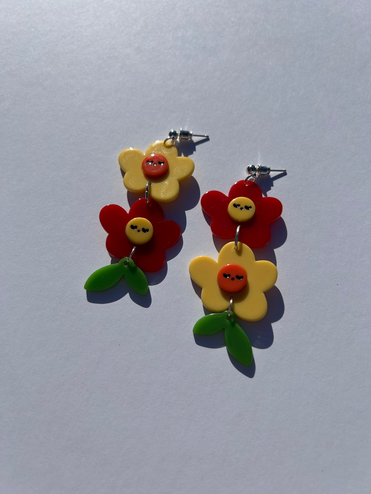 Duo Flower Acetate Earrings