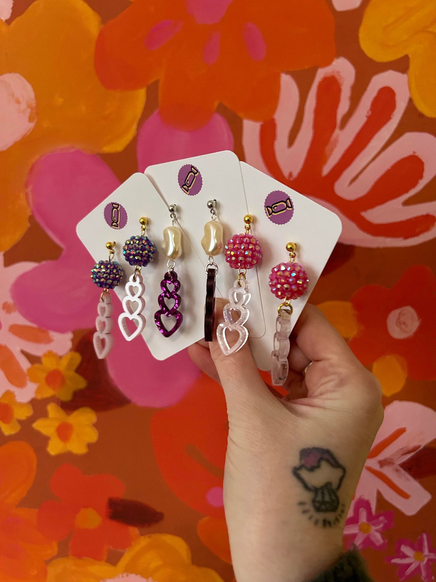 Acrylic Heart Stack Earrings