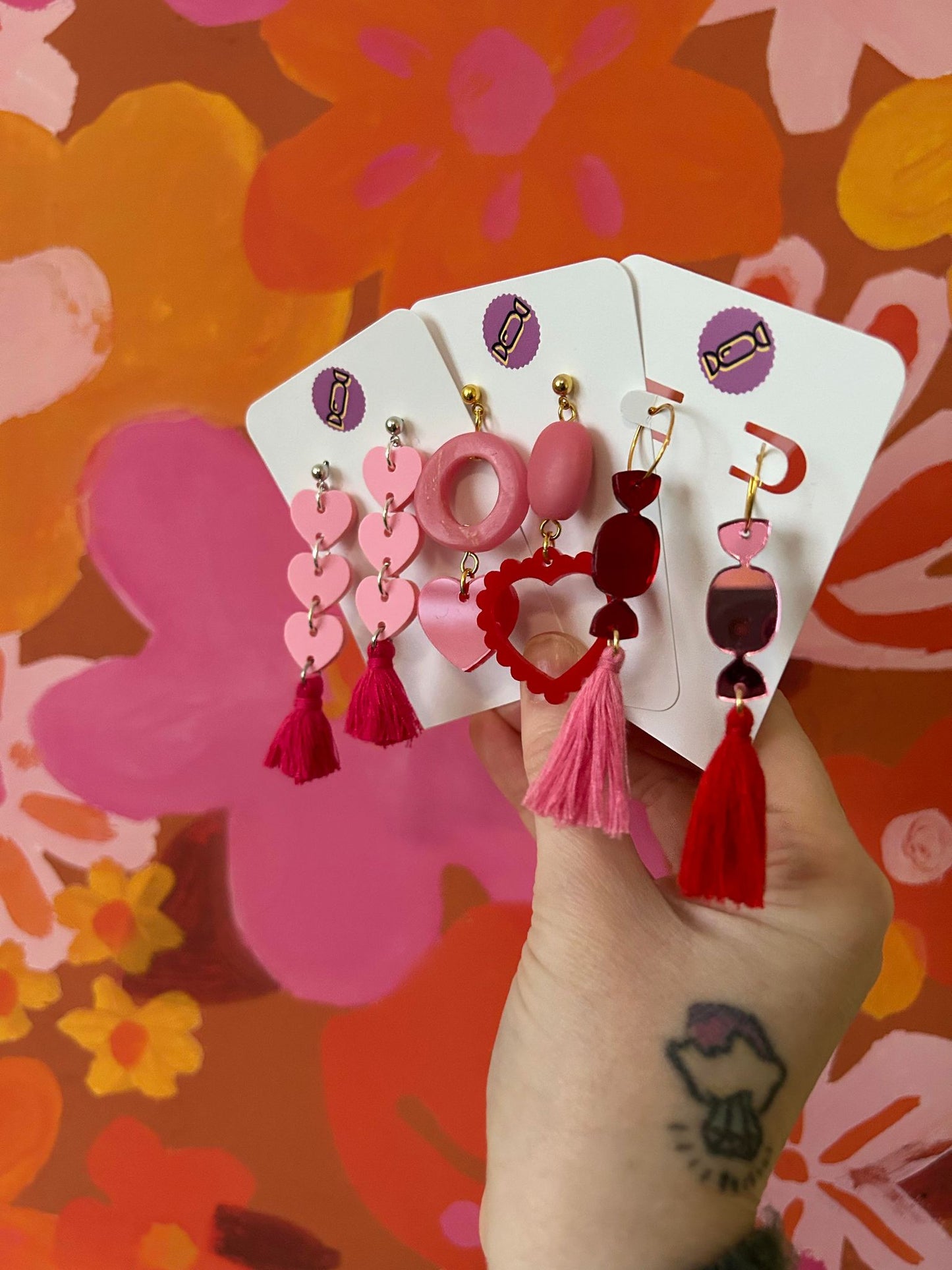 OOAK Valentines Acrylic Earrings