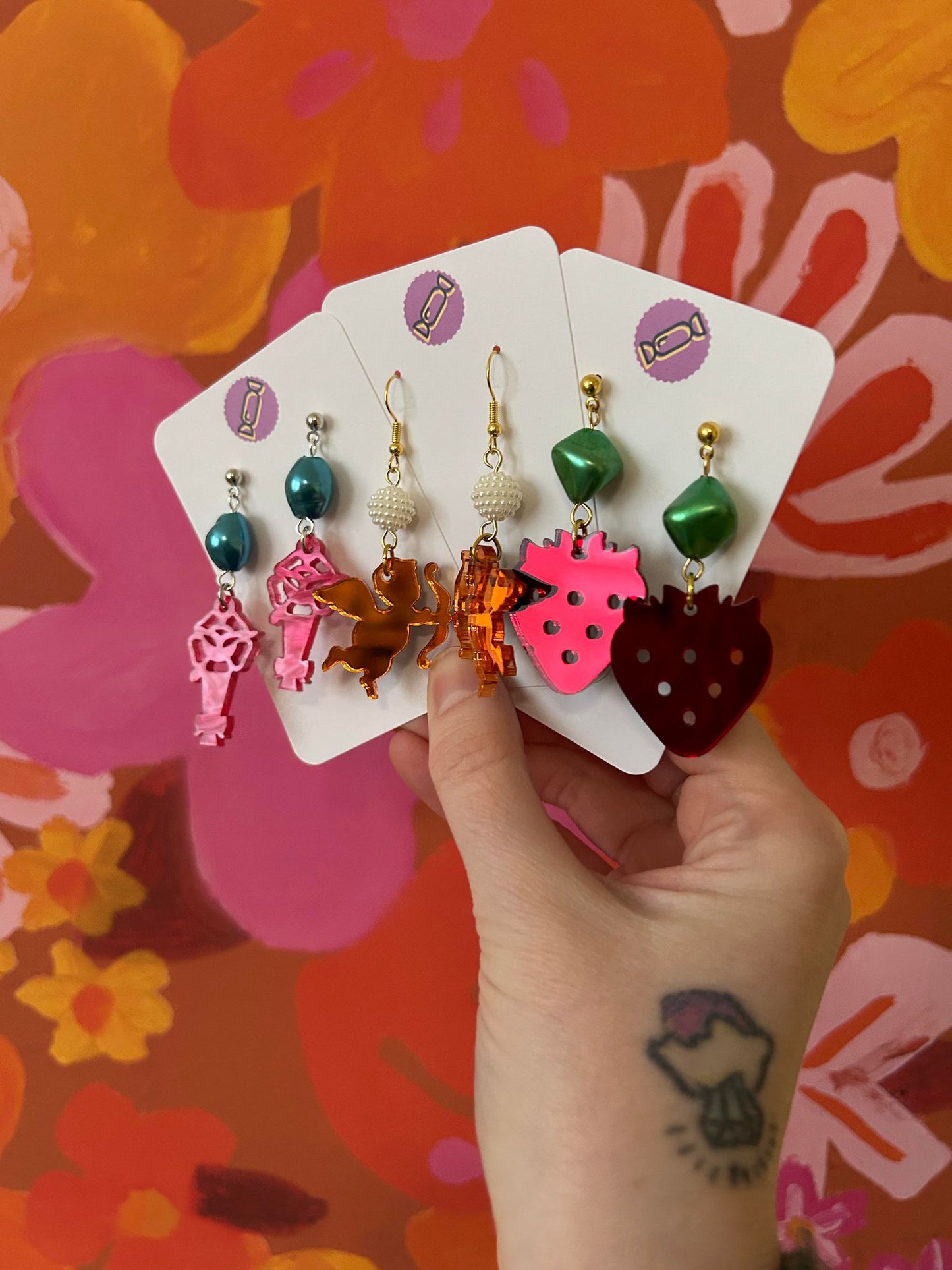 OOAK Valentines Acrylic Earrings