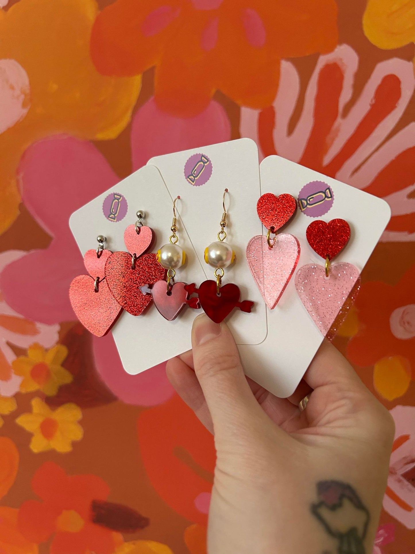 OOAK Valentines Acrylic Earrings