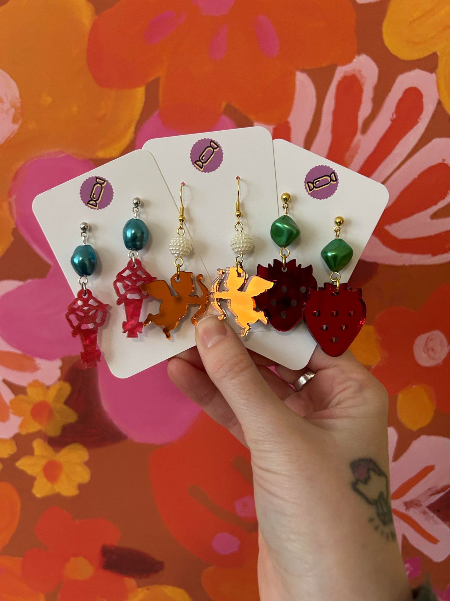 OOAK Valentines Acrylic Earrings