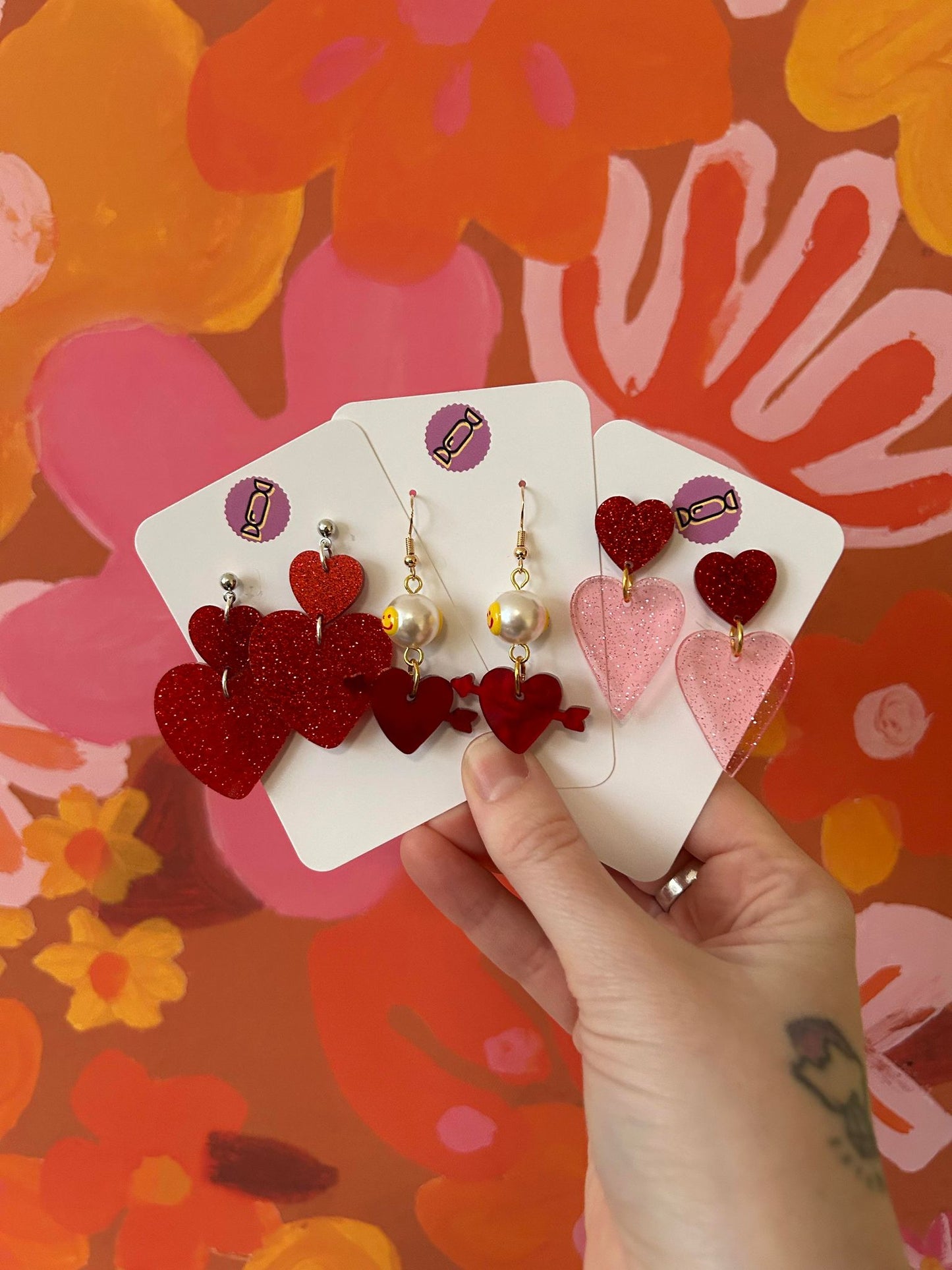 OOAK Valentines Acrylic Earrings