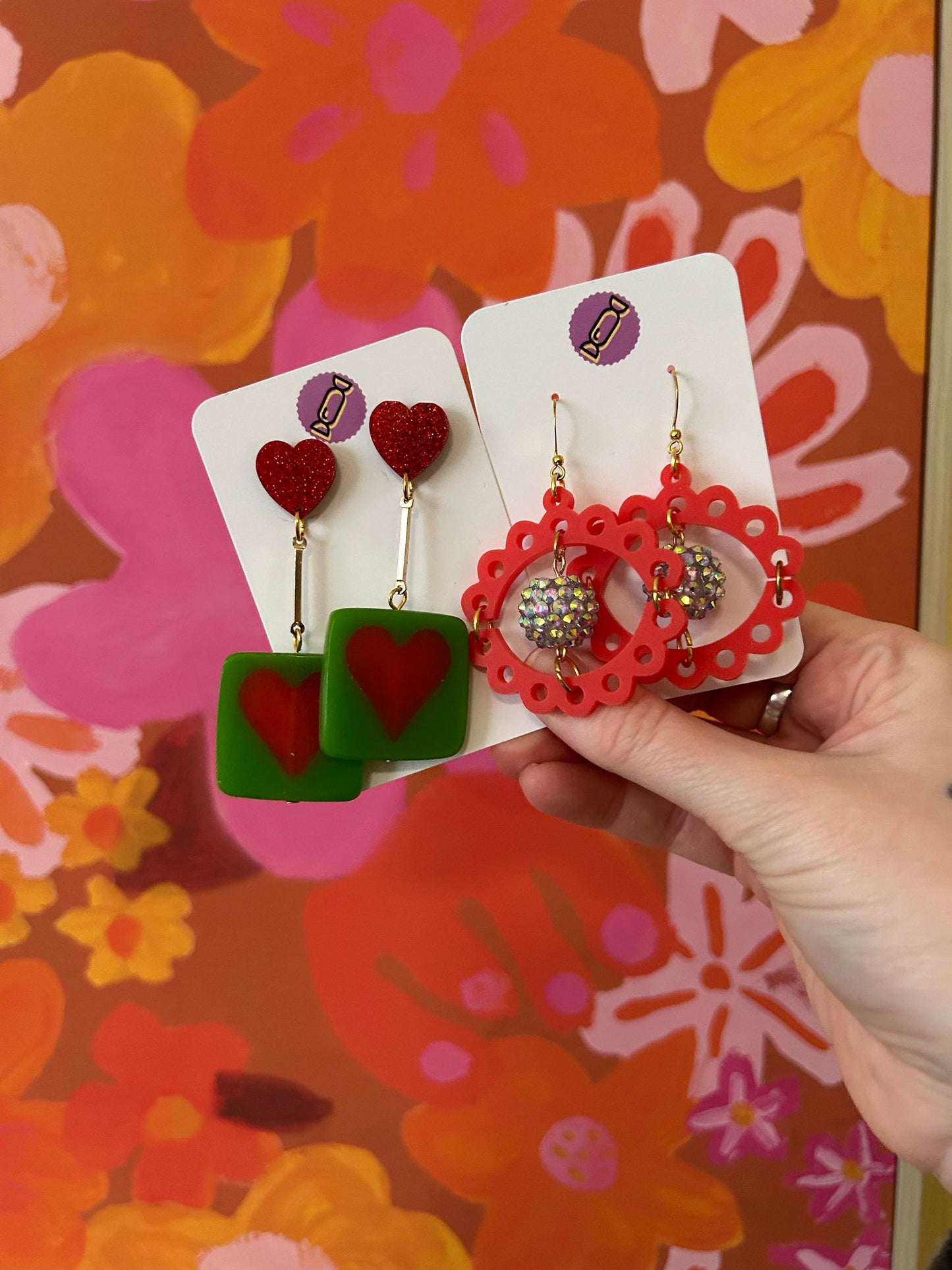 OOAK Valentines Acrylic Earrings