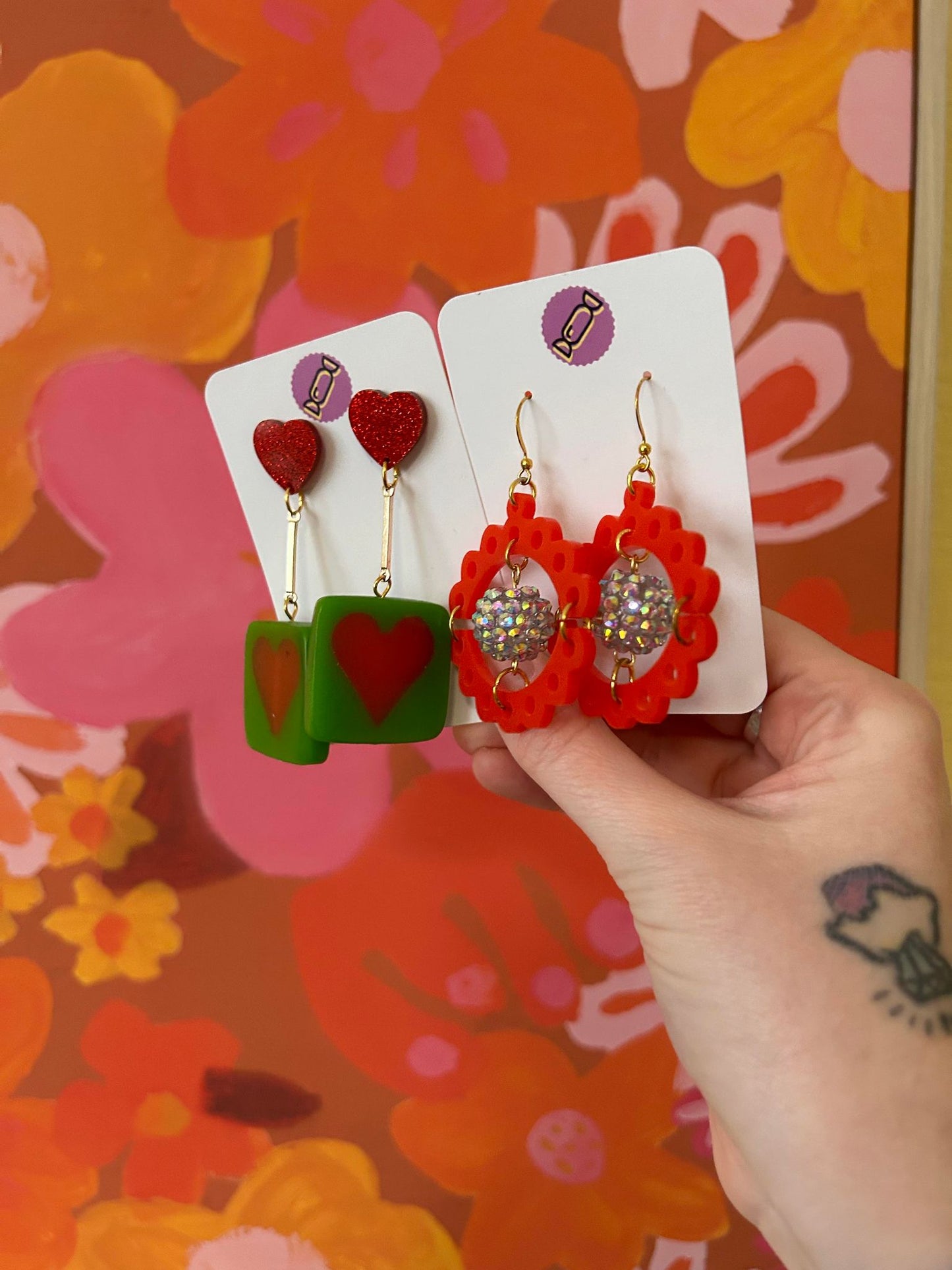 OOAK Valentines Acrylic Earrings