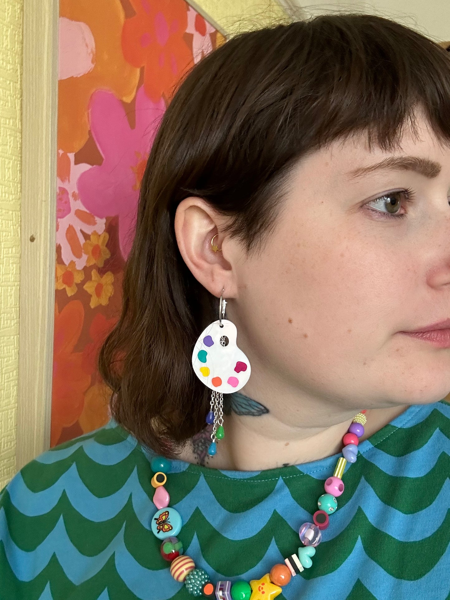 Paint Palette Acrylic Beaded Earrings
