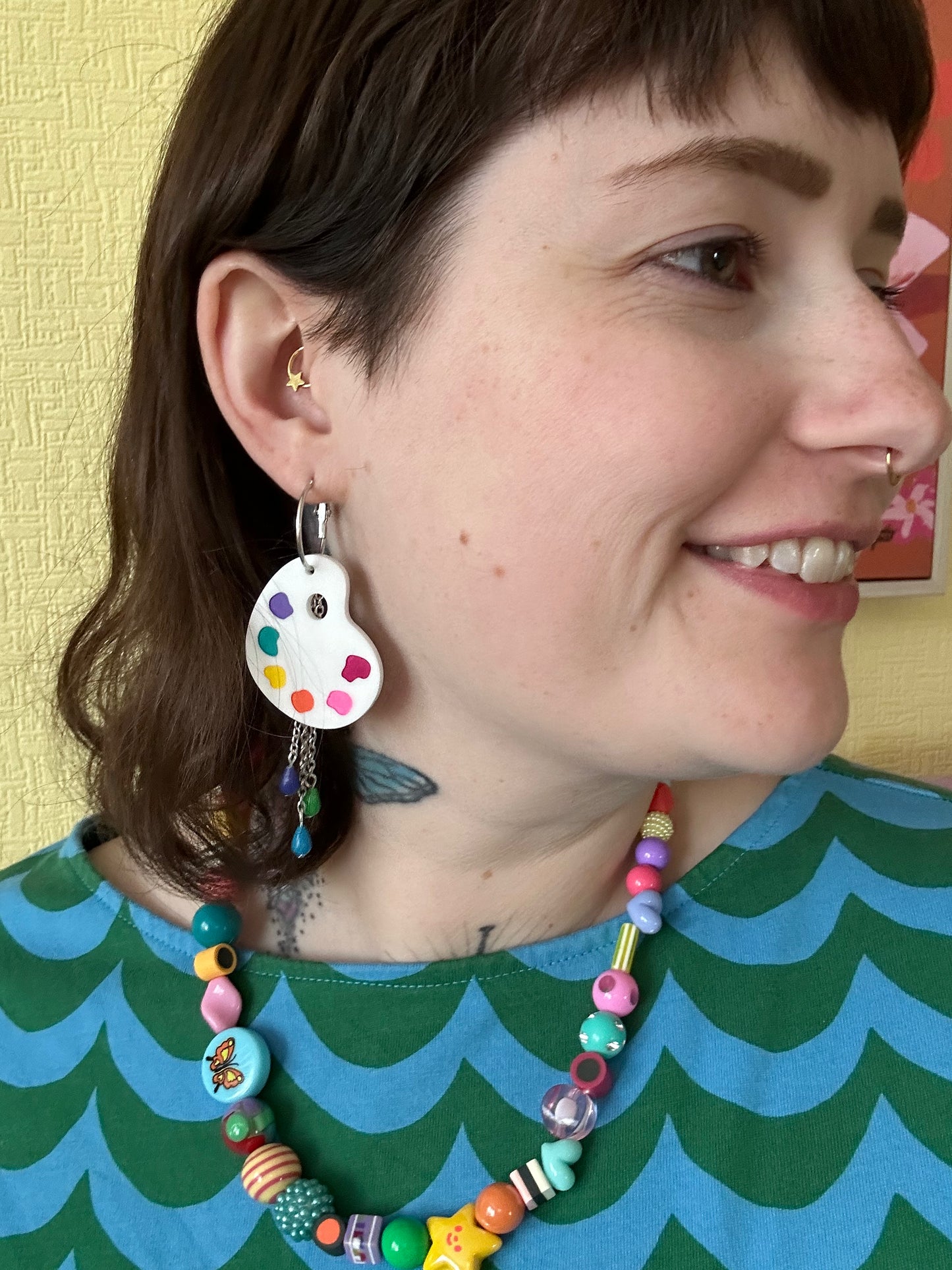 Paint Palette Acrylic Beaded Earrings
