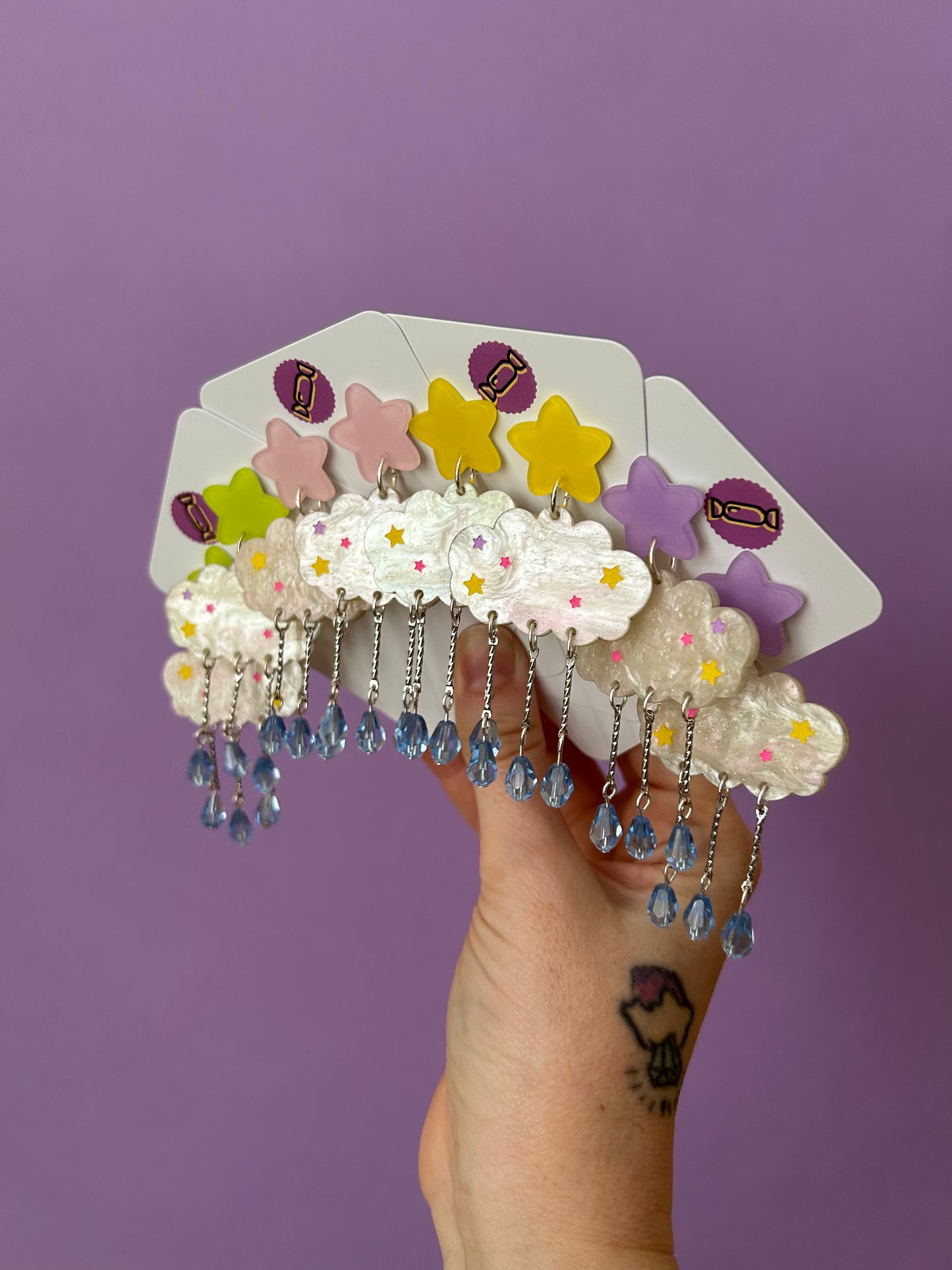 Starry Cloud Marbled Acrylic Earrings