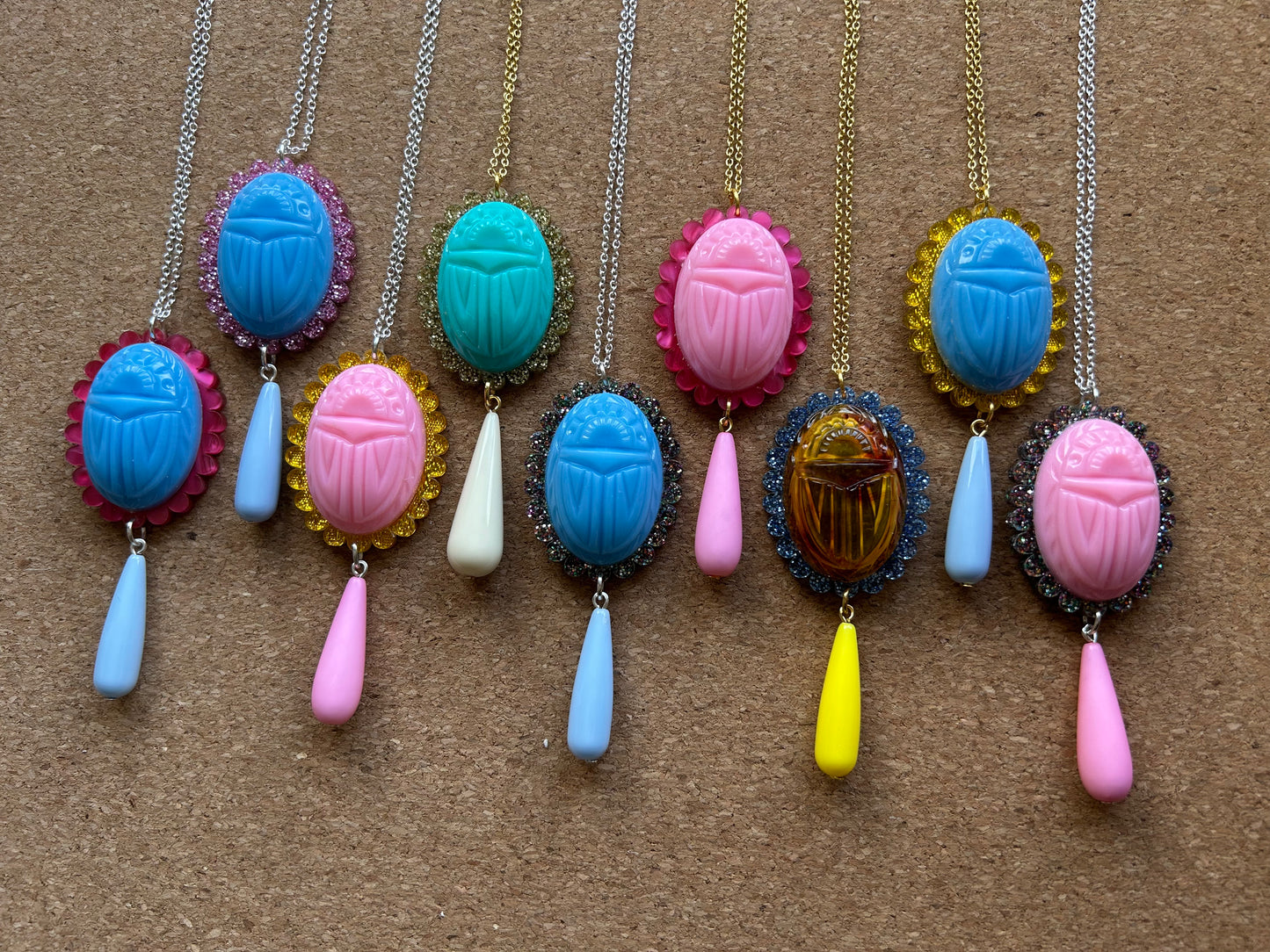 Scarab Cameo Acrylic Necklaces