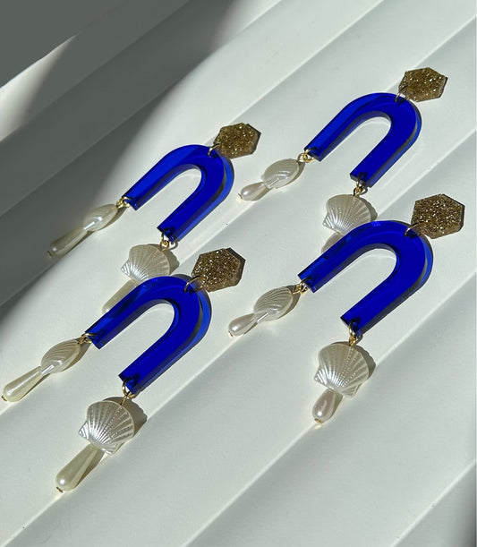 Blue Arch Acrylic Earrings