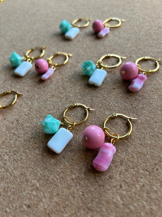 Gum Vintage Beaded Hoop Earrings