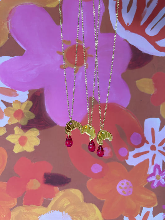 Croissant and Jam Acrylic Necklaces