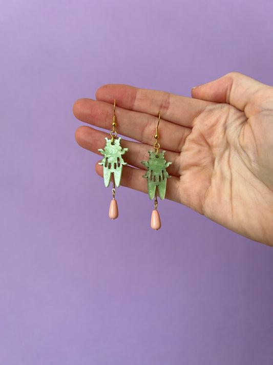 Cicada Marble Acrylic Dangly Earrings