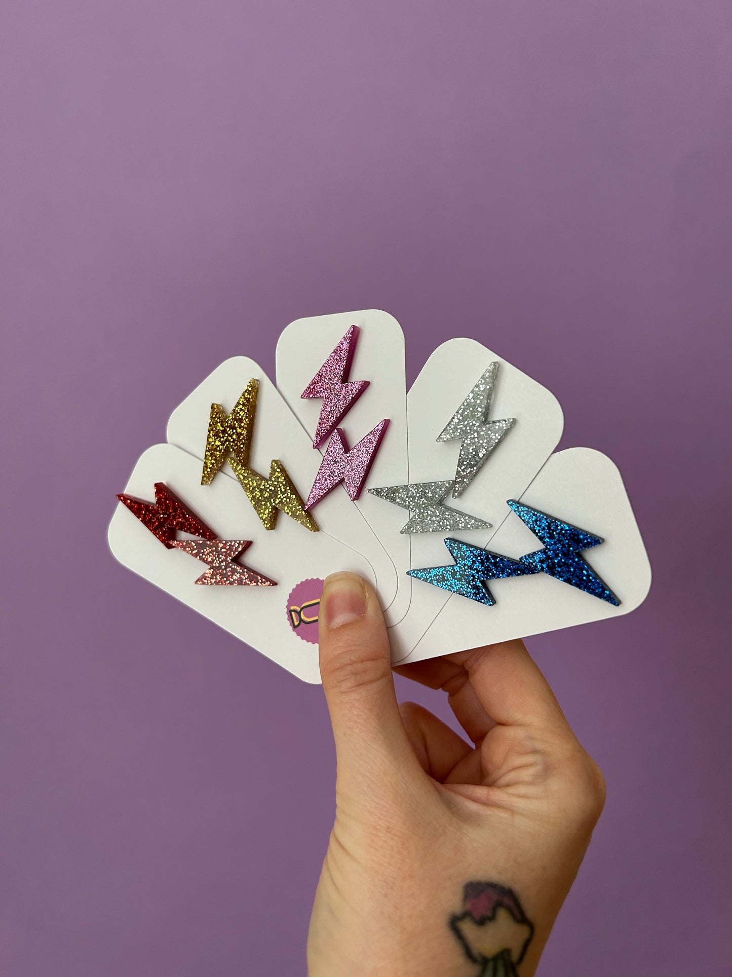Bowie Acrylic Glitter Lightning Stud Earrings