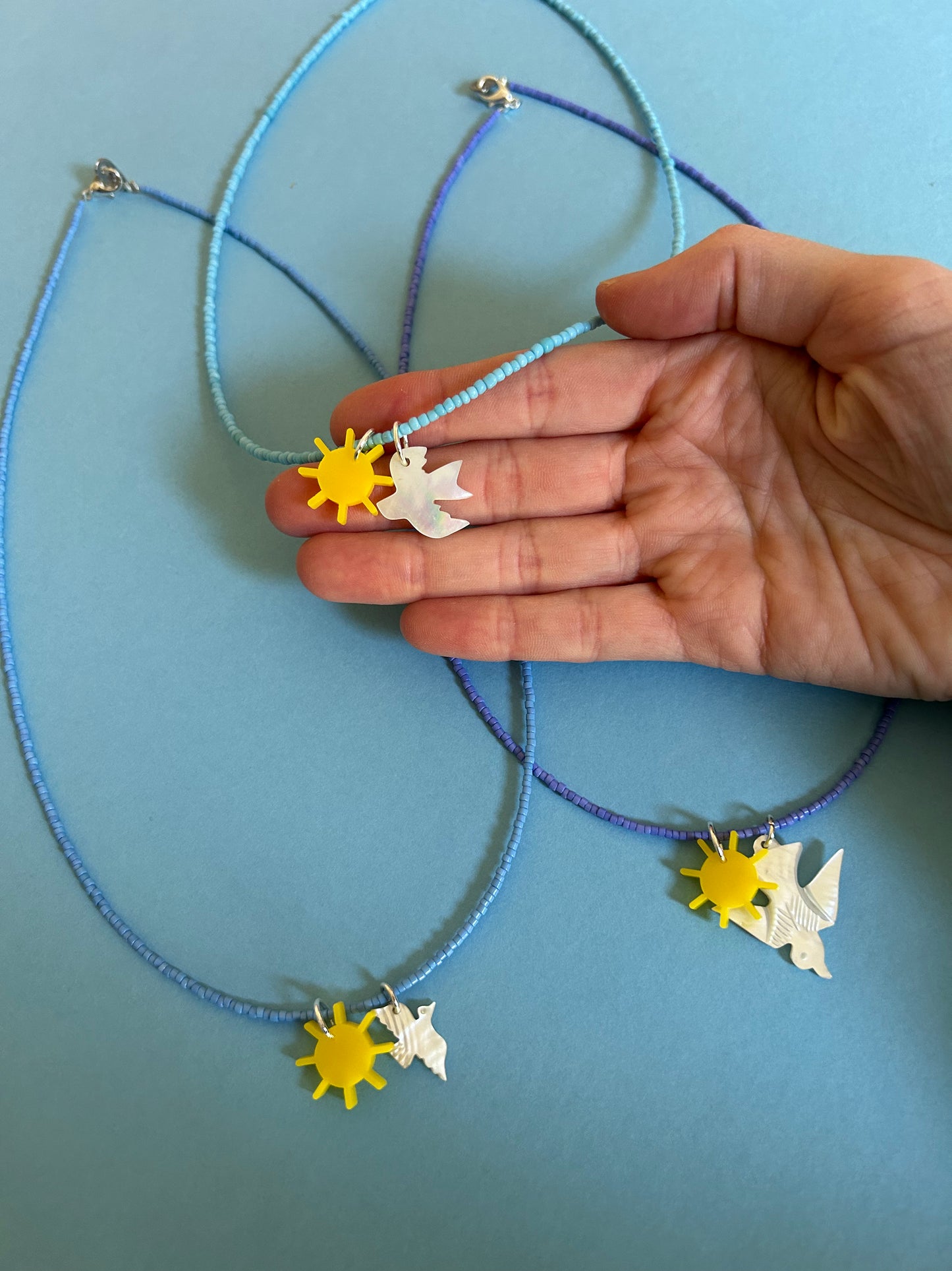 Pearly Dove Beaded Acrylic Necklaces