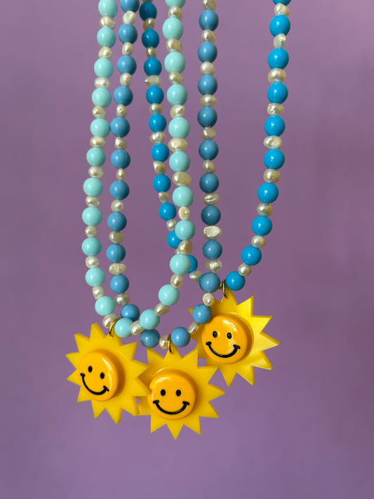 Smiley Sunshine Acrylic Beaded Necklace