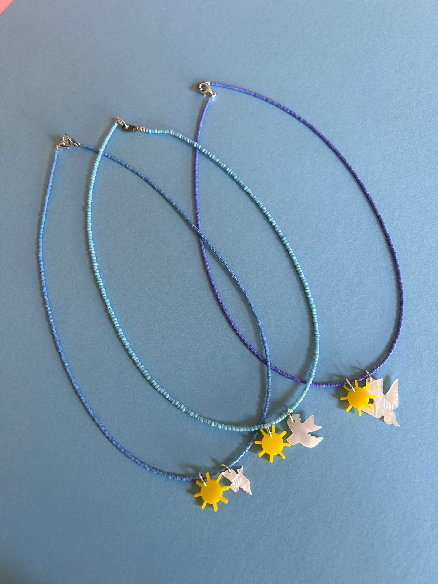 Pearly Dove Beaded Acrylic Necklaces