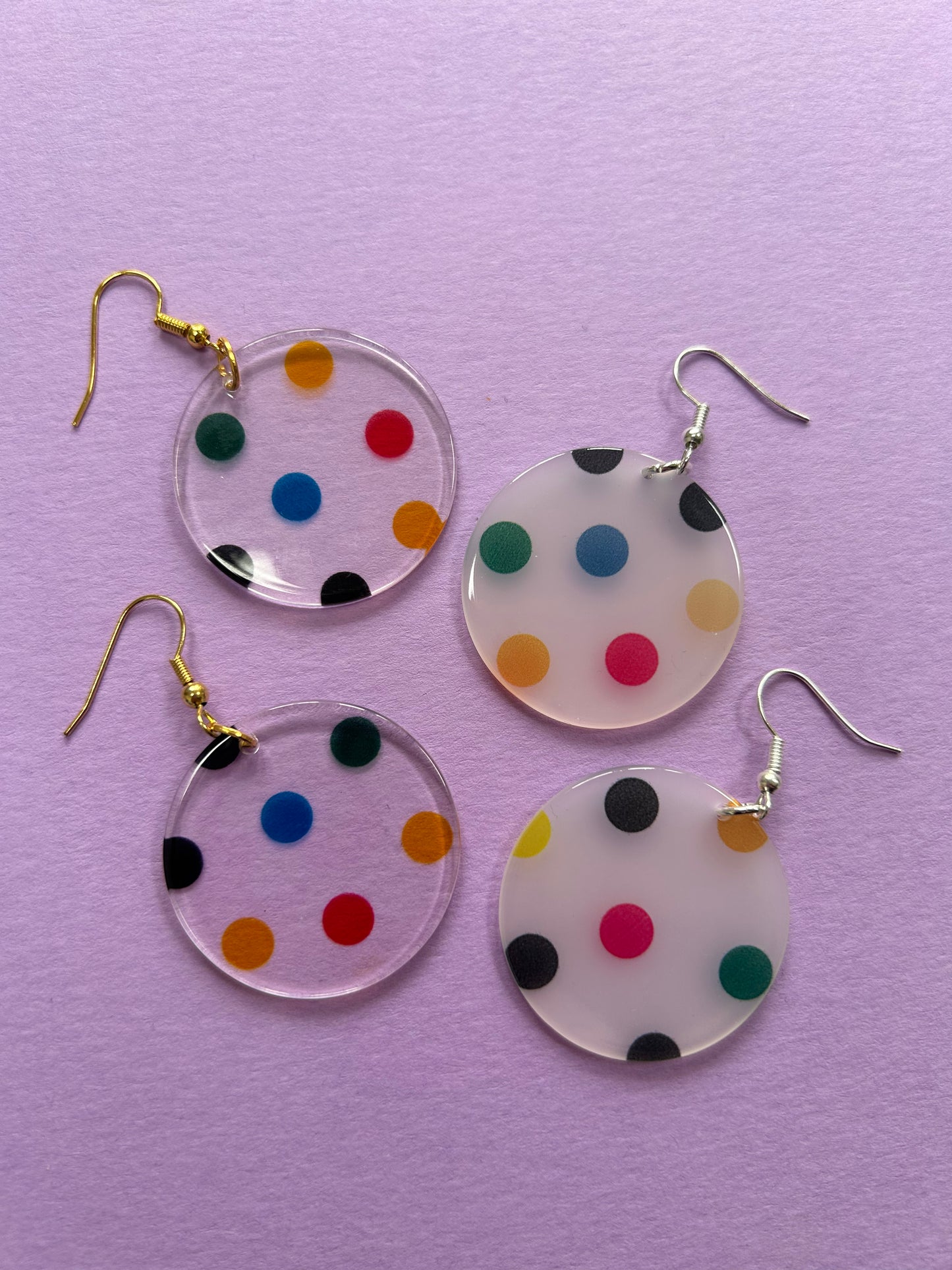Polka Dot Acetate Disc Earrings