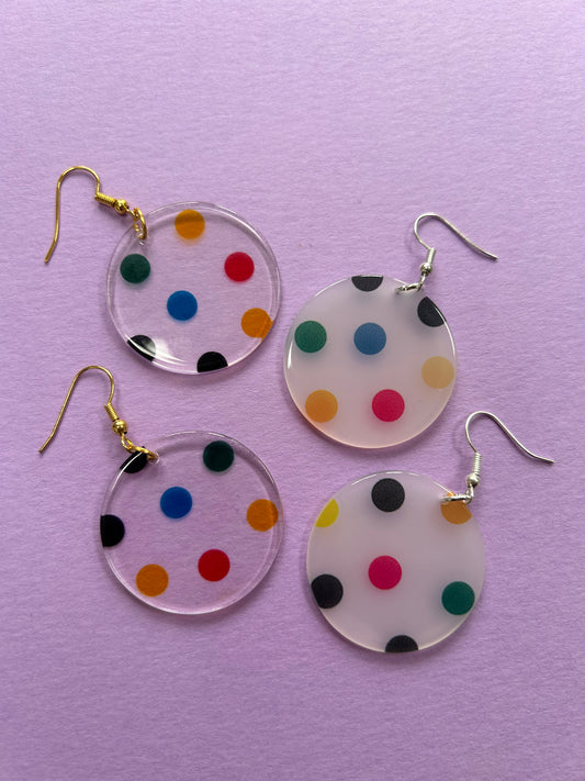 Polka Dot Acetate Disc Earrings