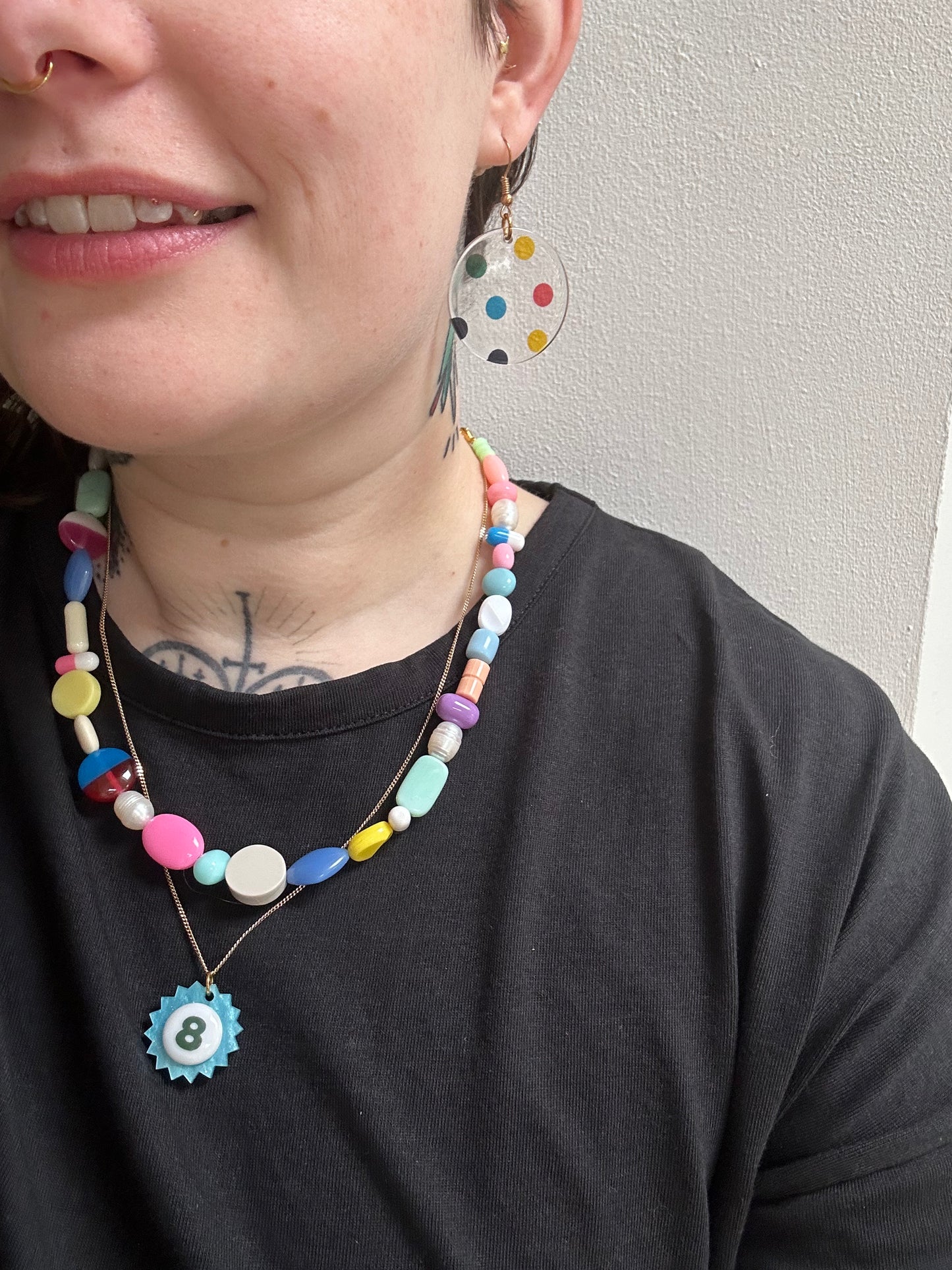 Polka Dot Acetate Disc Earrings