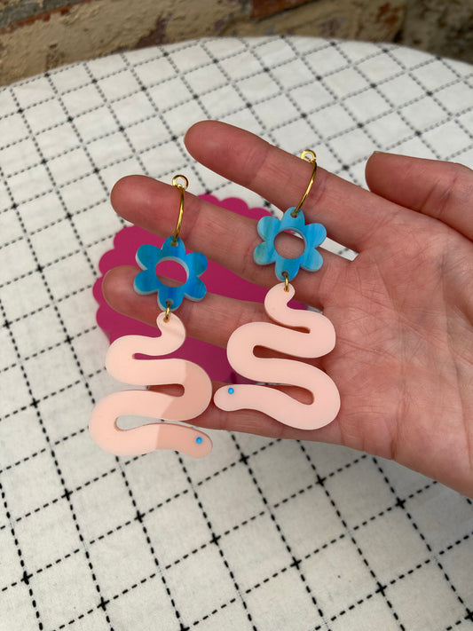 Wiggly Worm Acrylic Hoop EArrings