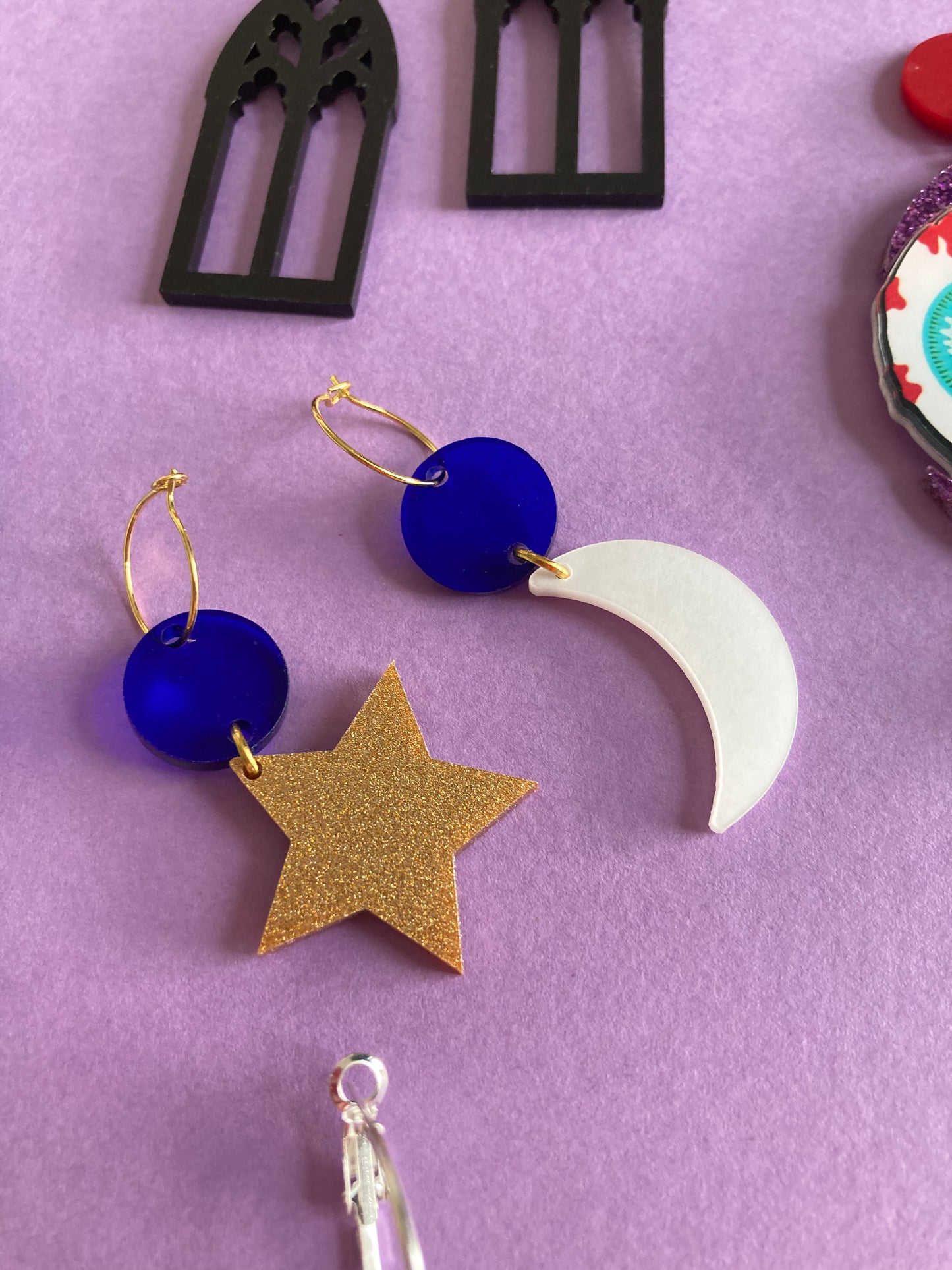 Moon & Star Acrylic Hoop Earrings