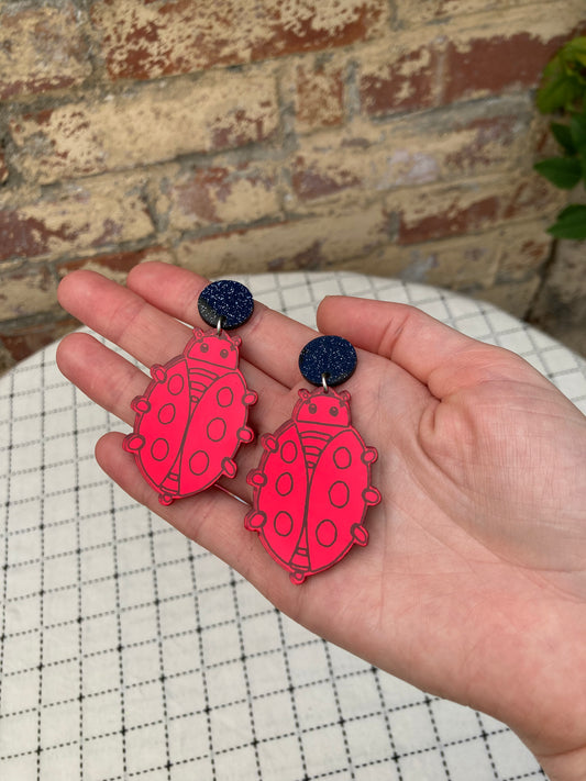 Ladybird Mirror Acrylic Earrings