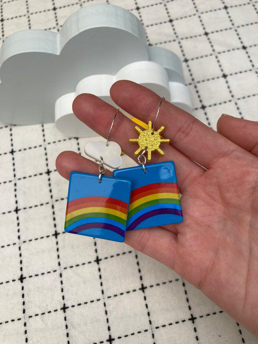 Rainbow Tile Acrylic Earrings