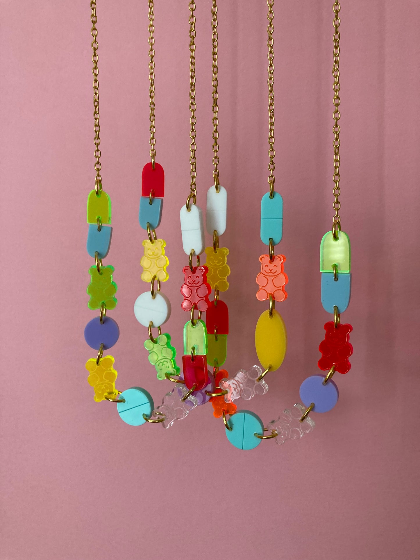 Mini Candy Pill Acrylic Necklaces