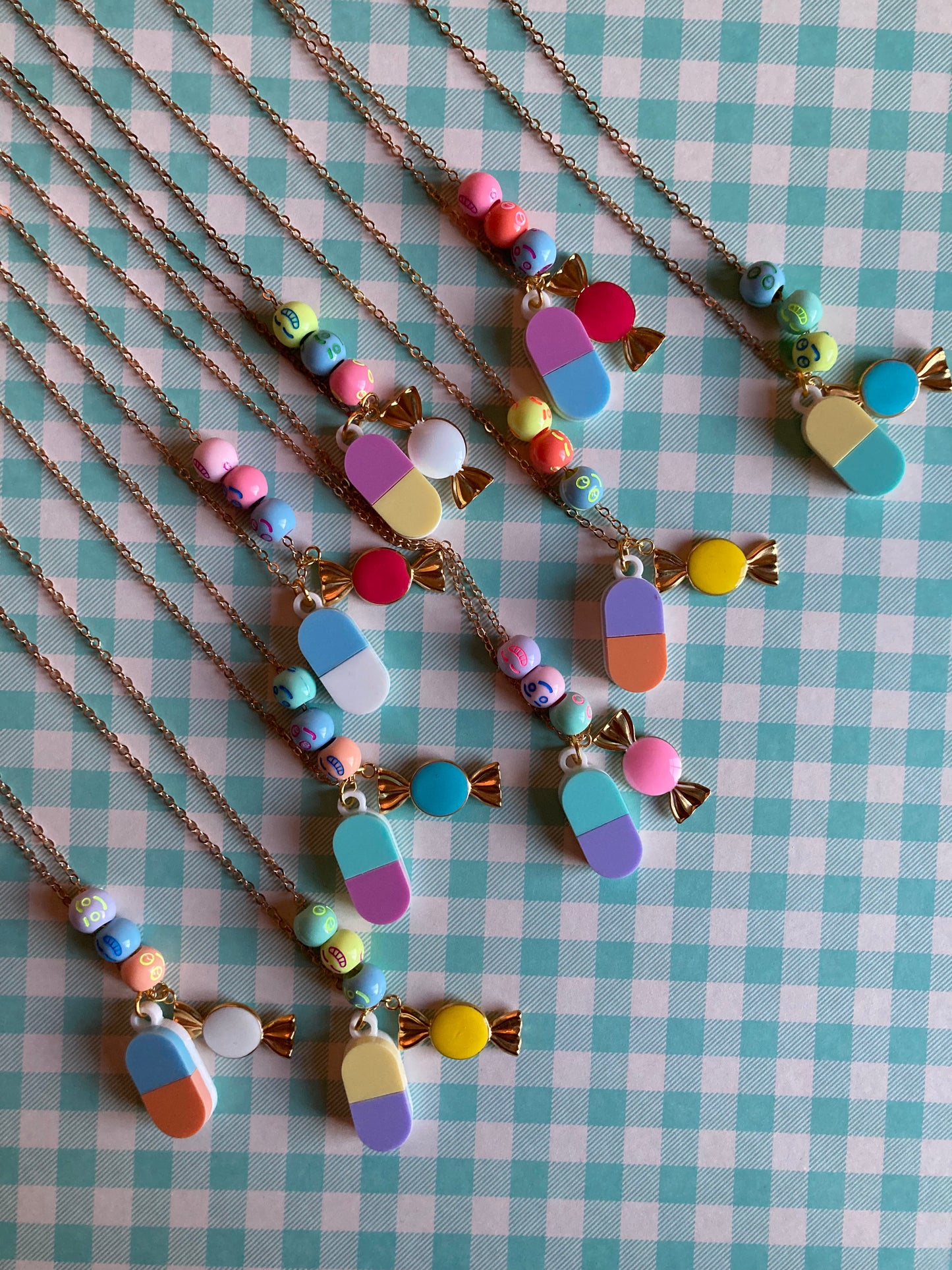 Smiley Pill Acrylic Necklaces
