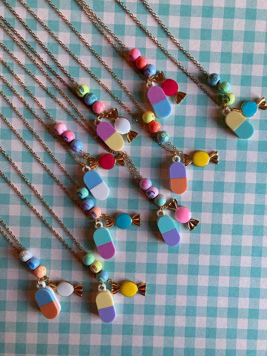 Smiley Pill Acrylic Necklaces