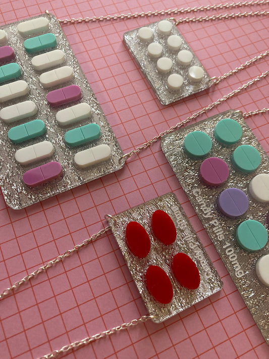Glitzy Tablet Acrylic Necklaces