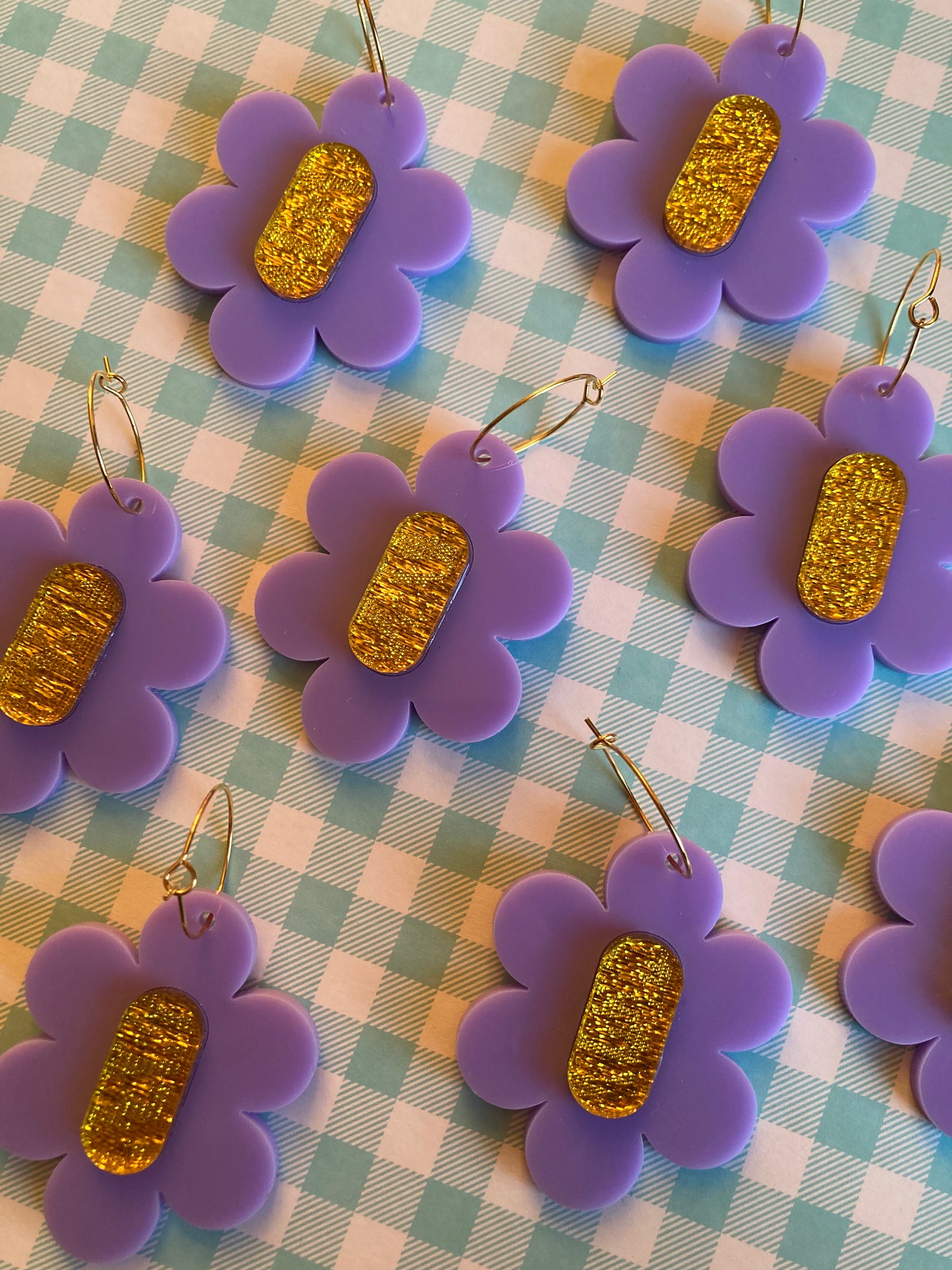 Pill Flower Acrylic Hoop Earrings