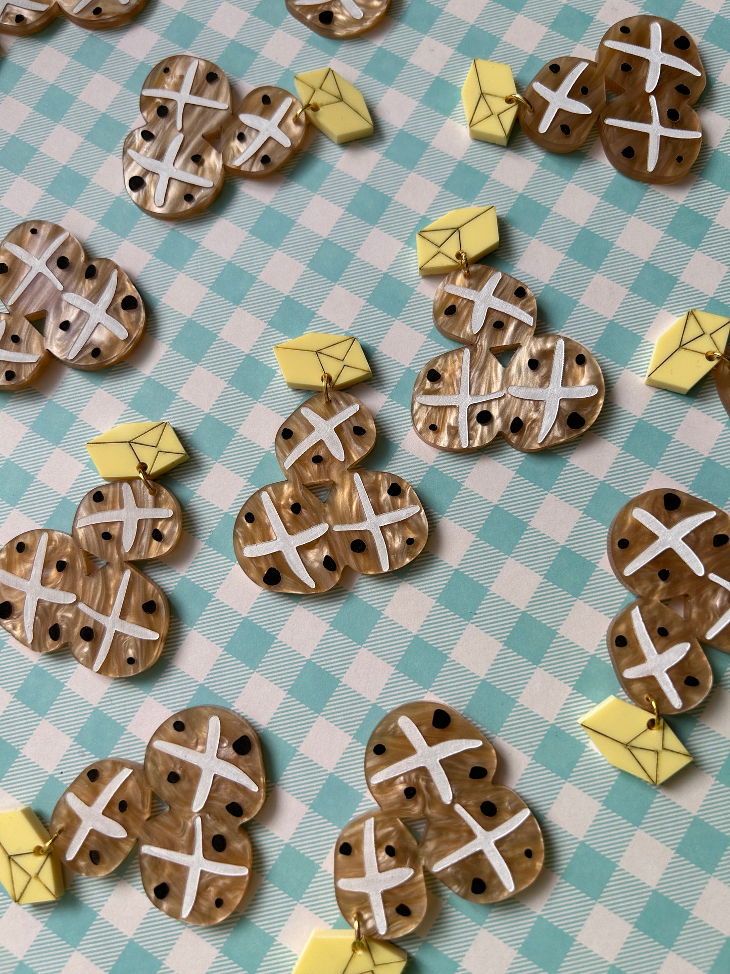 Hot Cross Bun Acrylic Earrings