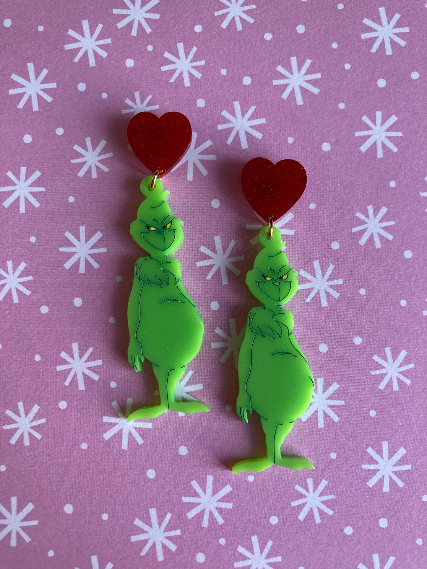 Grumpy Green Christmas Acrylic Earrings