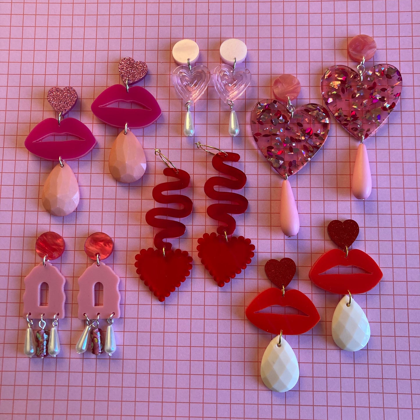 Squiggly Heart Acrylic Earrings
