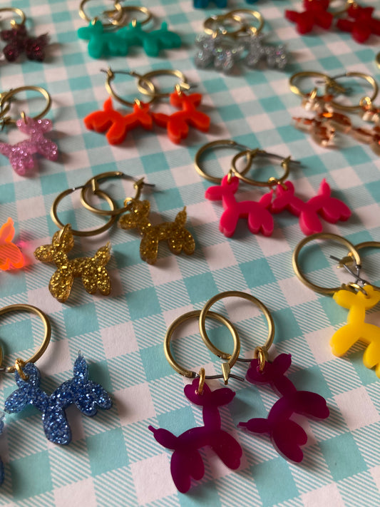 Balloon Dog Acrylic Hoop Earrings