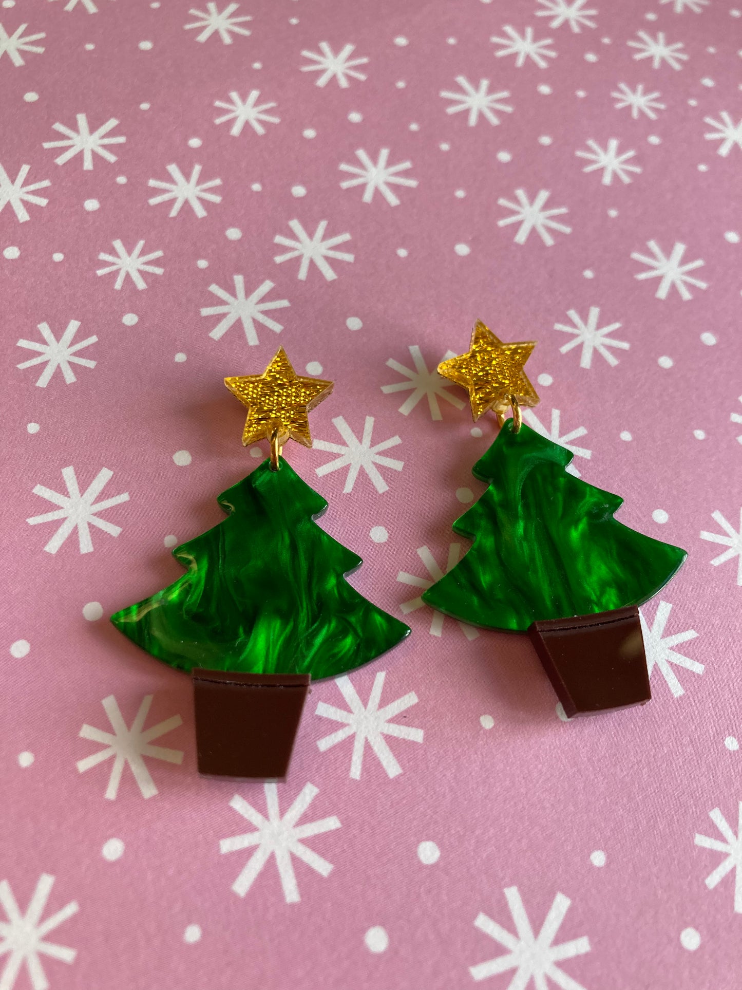 Mini Christmas Tree Acrylic Earrings
