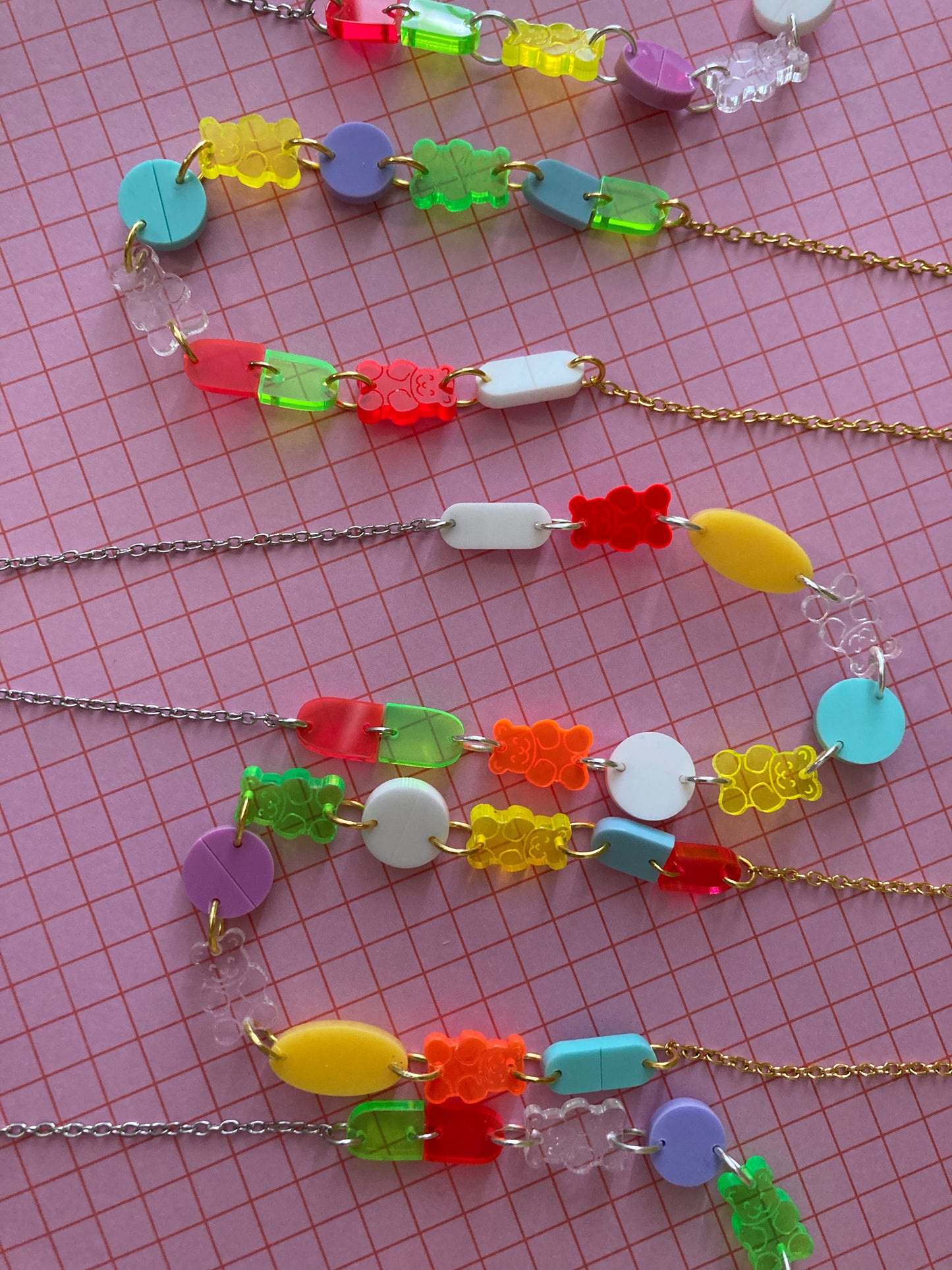 Mini Candy Pill Acrylic Necklaces