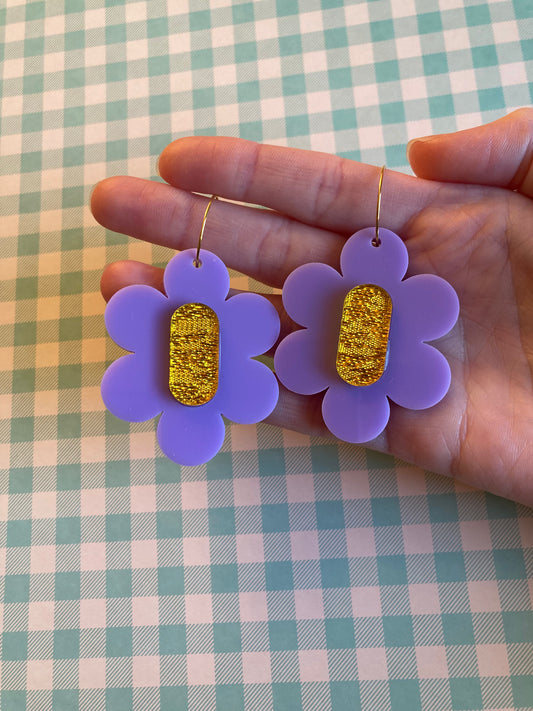 Pill Flower Acrylic Hoop Earrings