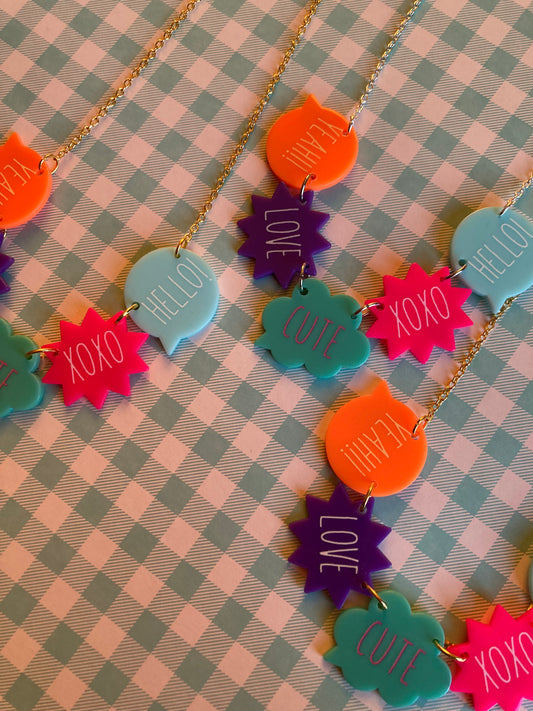 Speech Bubble Acetate Necklaces