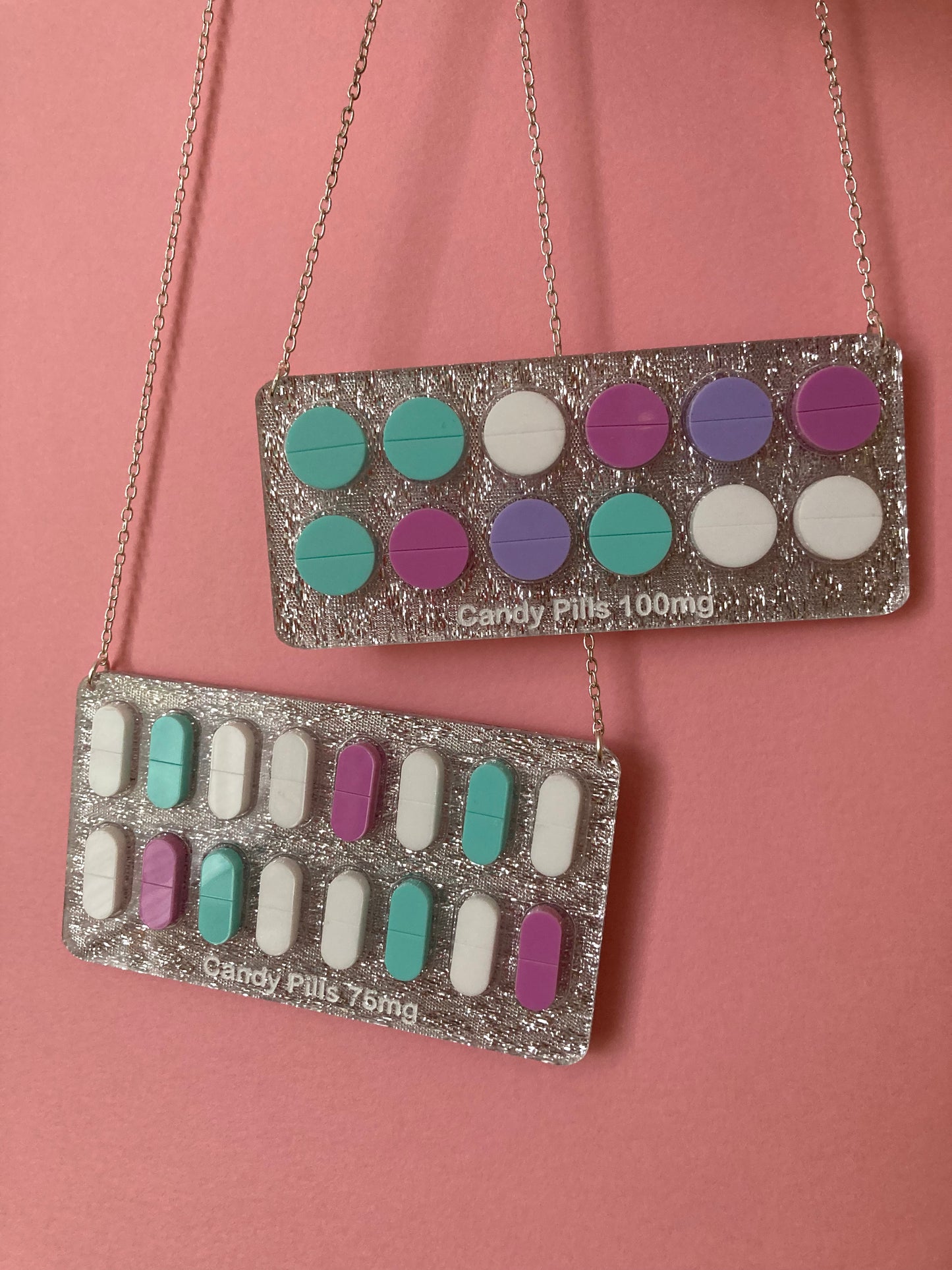 Glitzy Tablet Acrylic Necklaces